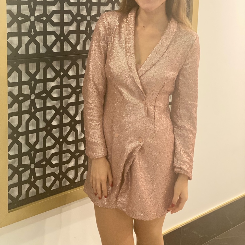 Pink Sequin Blazer Dress